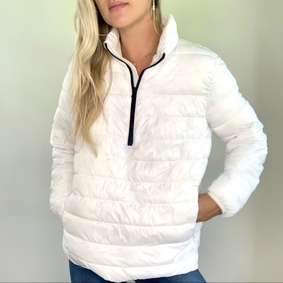 GAP Jackets & Blazers - Gap Fit White Puffer 1/2 ZIP Jacket Coat Medium
